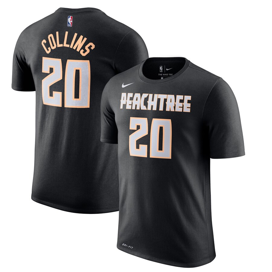 Men 2020 NBA Nike John Collins Atlanta Hawks Black 201920 City Edition Name  Number TShirt->nba t-shirts->Sports Accessory